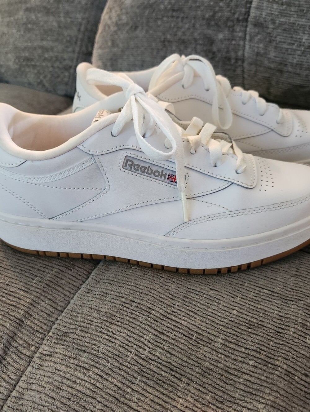 Reebok White Leather Low-Top Sneakers with Gum Outsole
